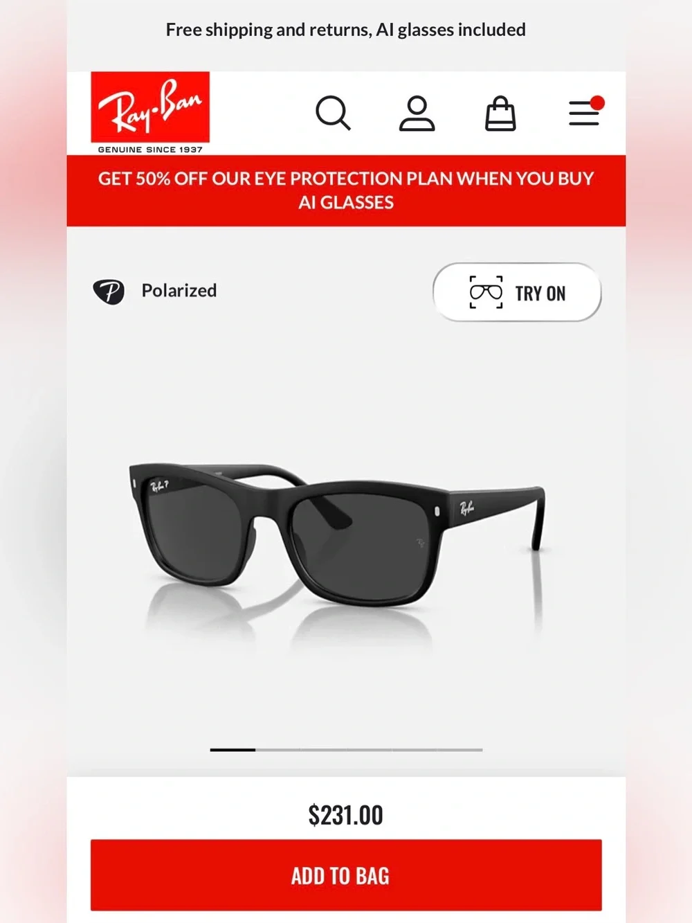 Ray Ban sunglasses RB 4428 in flawless condition.
